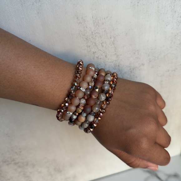 Druzy Agate Rose Gold Bracelet Stack - Picture 2 of 2